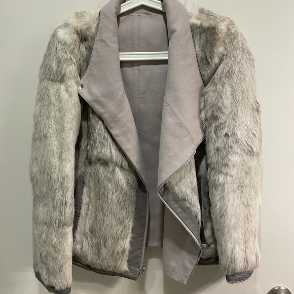 Helmut Lang Grey Rabbit/Leather Reversible Jacket - Picture 4 of 16